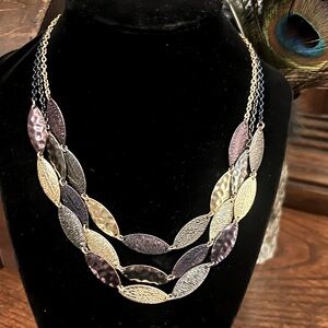 Elegant Gold and Silver Leaf Necklace
